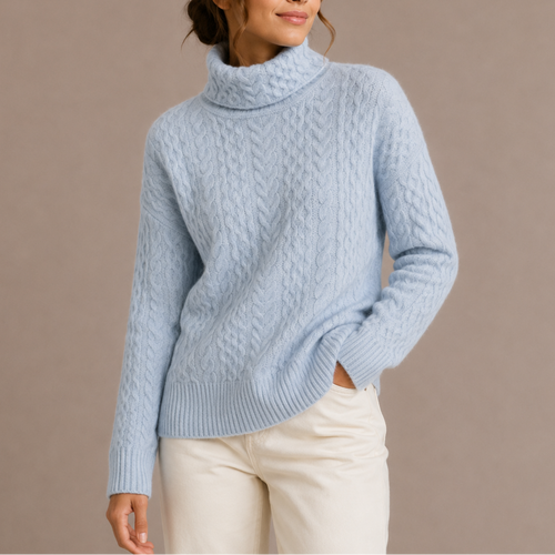 Women's Chunky Cable Knit Turtleneck Winter Sweater-Loom Union