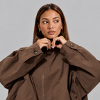 Women's Cropped High Neck Bomber Jacket with Oversized Fit-Loom Union