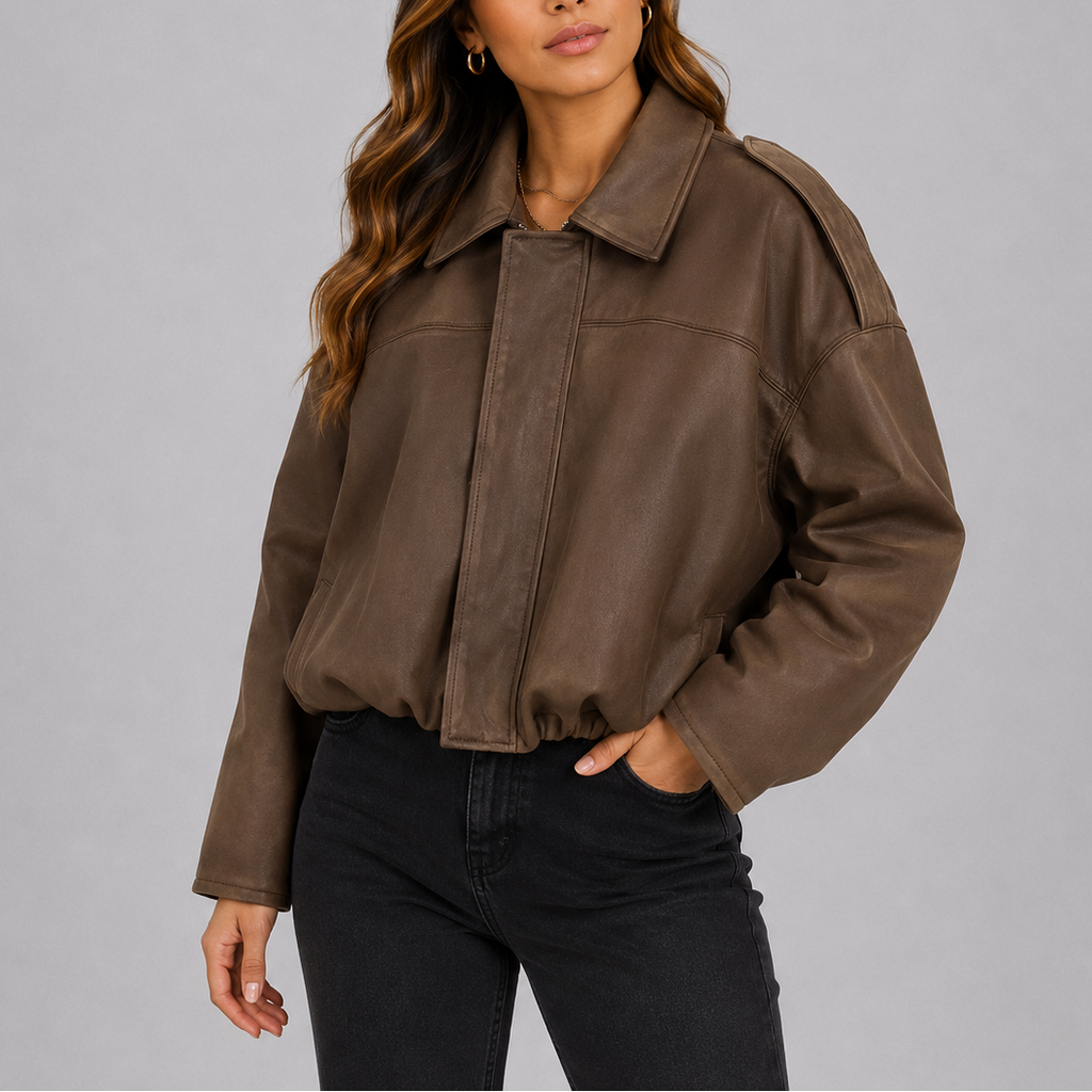 Women's Oversized Suede Bomber Coat-Loom Union