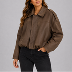 Women's Oversized Suede Bomber Coat-Loom Union