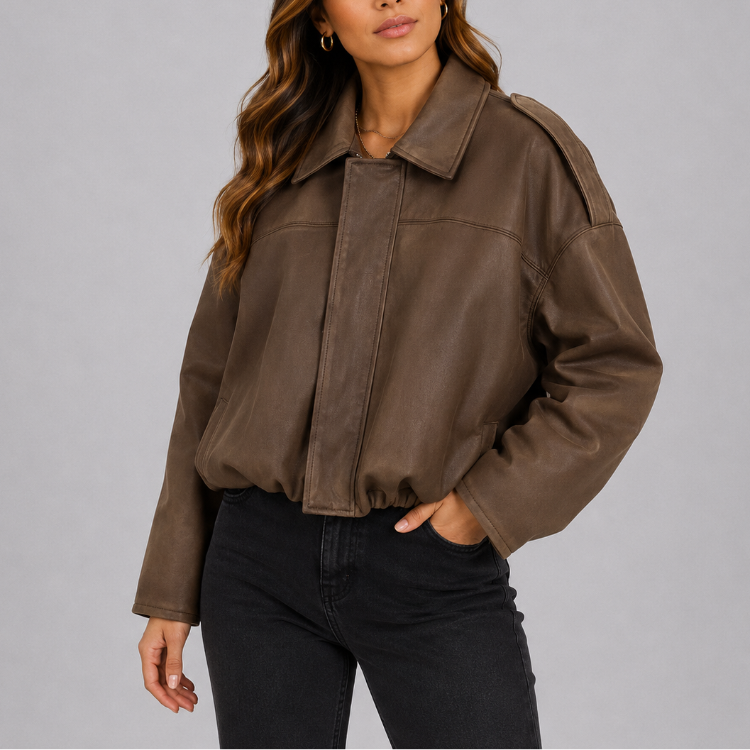 Women's Oversized Suede Bomber Coat-Loom Union