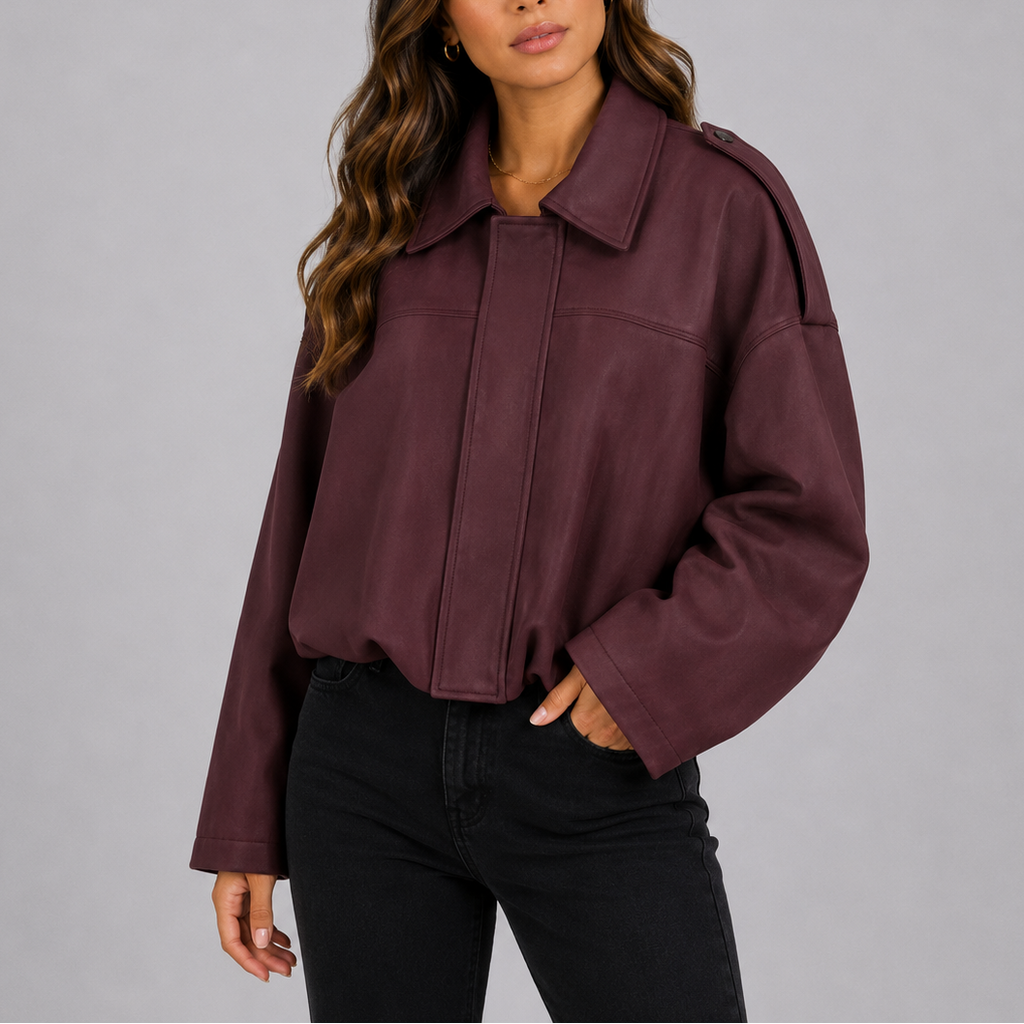Women's Oversized Suede Bomber Coat-Loom Union