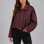 Women's Oversized Suede Bomber Coat-Loom Union