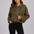Women's Oversized Suede Bomber Coat-Loom Union