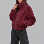 Women's Oversized Suede Bomber Jacket | Vintage Zip-Up Outerwear-Loom Union