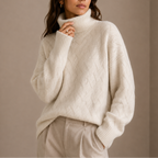 Women's Soft Textured Turtleneck Sweater - Cozy Winter Knit Jumper-Loom Union