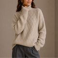 Women's Soft Textured Turtleneck Sweater - Cozy Winter Knit Jumper-Loom Union