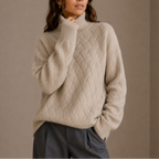 Women's Soft Textured Turtleneck Sweater - Cozy Winter Knit Jumper-Loom Union