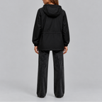 Women's Waterproof Hooded Jacket with Adjustable Waist Drawstring-Loom Union